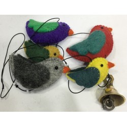 Colorful Happy Felted Bird Hangers in Nepal