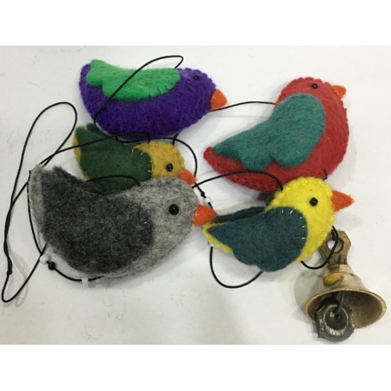 Colorful Happy Felted Bird Hangers in Nepal