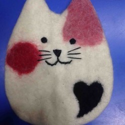 Felted Cat Tea coaster