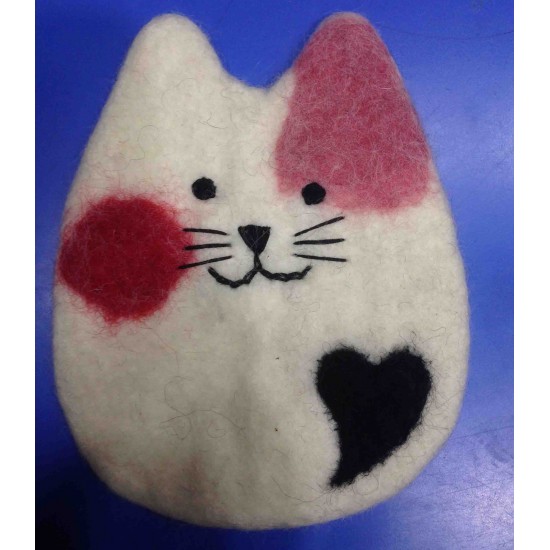 Felted Cat Tea coaster