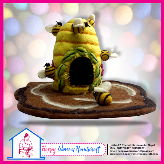 Felted Honey Bee House/Fairy house-Bee