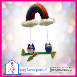 Felted Decoration-owl with rainbow-New design