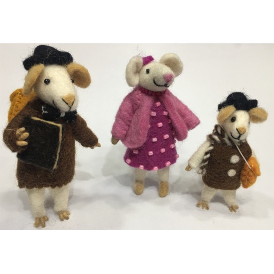 Needle Felted Mouse Family/Cute felted Mice Family