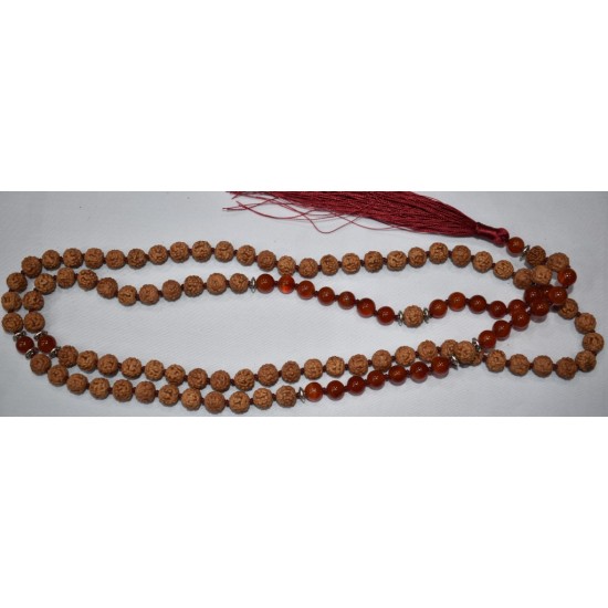 Carnelian and Rudrakasha 8mm Beads for Meditation