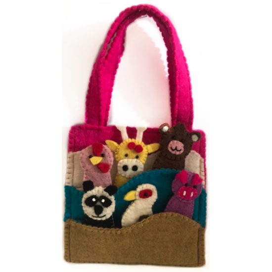 Bag with 6 Finger puppet in the pocket of the Bags Bag with 6 Finger puppet in the pocket of the Bags