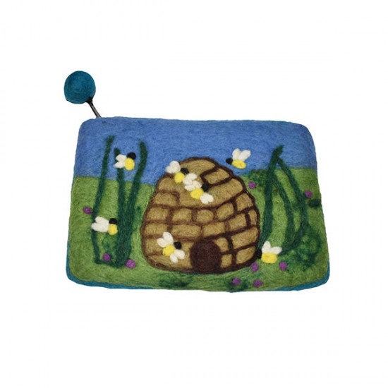 Bee hive design felt purse/Eco-friendly felt purse