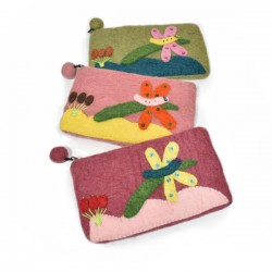 Felt Long purse in Butterfly design/Hand made felt purse