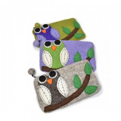 Felt long purse in Owl design/Eco-friendly felt purse for multipurpose use