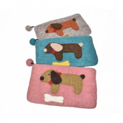 Felt long purse in Dog design