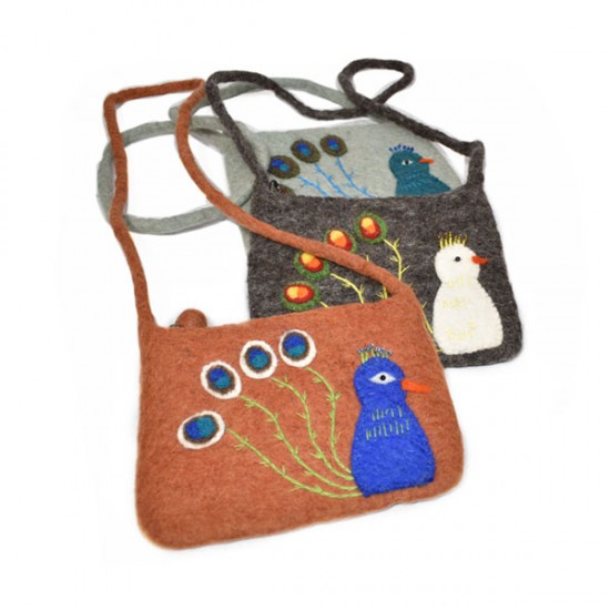 Peacock Felt Bag Hand made in Nepal