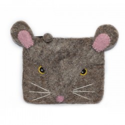 Mouse Face Felt purse Made in Nepal from New Zealand wool