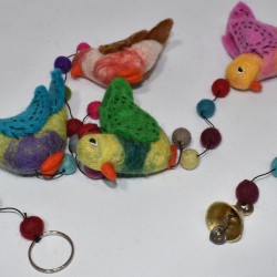 Felted bird Long Hanger