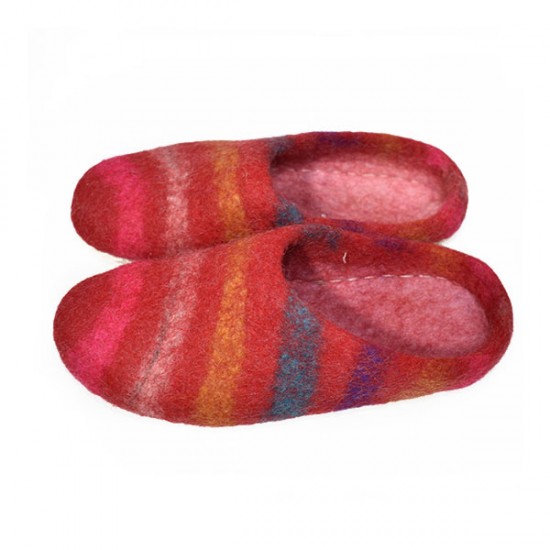 New Felt slippers in Stripe design/Hand Made from 100% wool