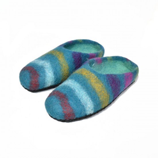 New Felt slippers in Stripe design/Fair Made from New Zealand wool