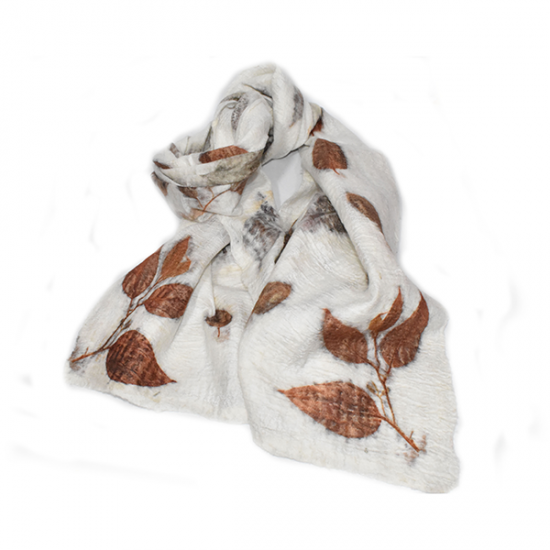 Eco-print silk scarf/New Natural Dye merino wool scarf/Botanical Eco print merino wool scarf