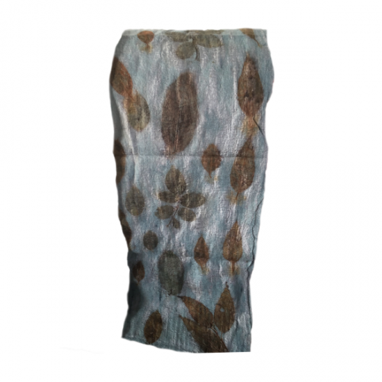 Eco-print silk scarf/New Natural Dye merino wool scarf/Botanical Eco print merino wool scarf