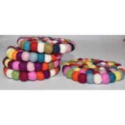 10 cm Round Felt Ball coaster Hand Made from wool