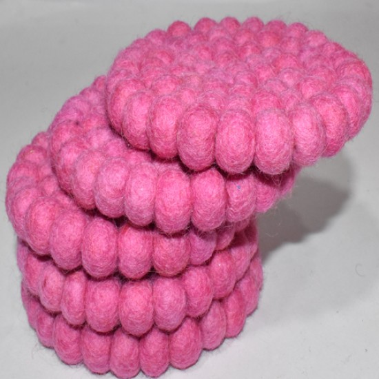 10 cm Round Felt Ball coaster Hand Made from wool