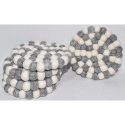 10 cm Round Felt Ball coaster Hand Made from wool