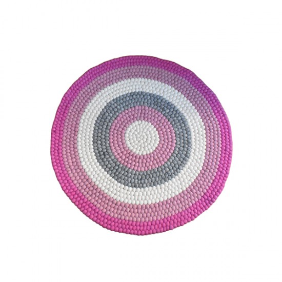 Multicolor Felted rugs/Carpet Hand made in Nepal in pink tone/100cm Diameter