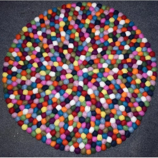 Felt Ball Carpet Hand Made in Nepal
