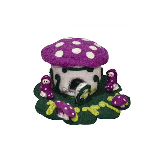 Fair made Mushroom House in purple color/Felt mushroom fairy house