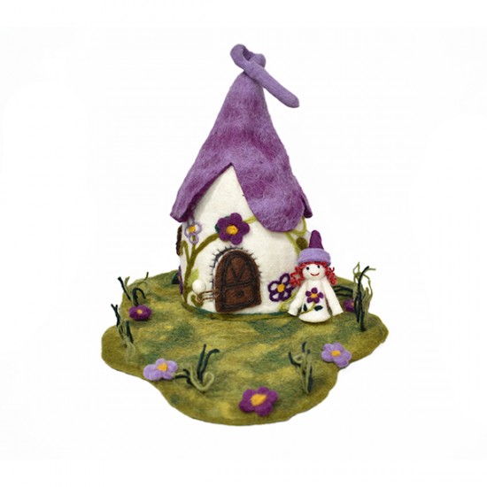 Purple Felt Fairy house with angel-Best seller Fairy house