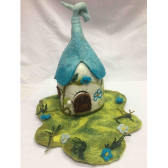 Turquoise color Felt Fairy house