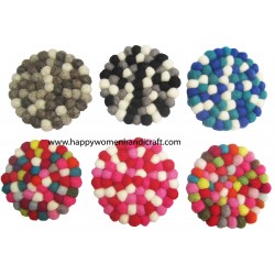 Felt Ball Tea Coaster/10cm Felt Coaster