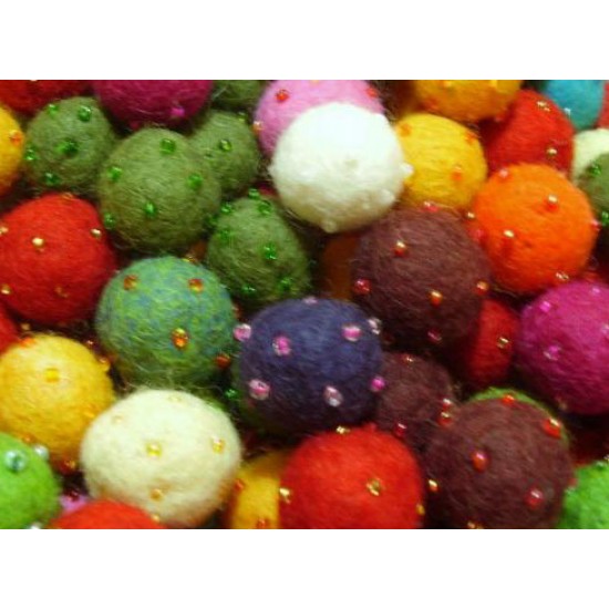 Felt Ball with Beads 2.2 cm Diameter Felt Ball with Beads 2.2 cm Diameter