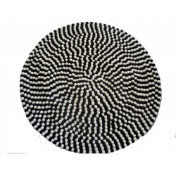 Felt Ball Carpet(Rug)-Black and White size 60 cm