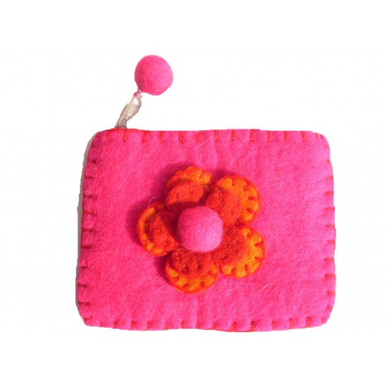 Felt line purse with Flower