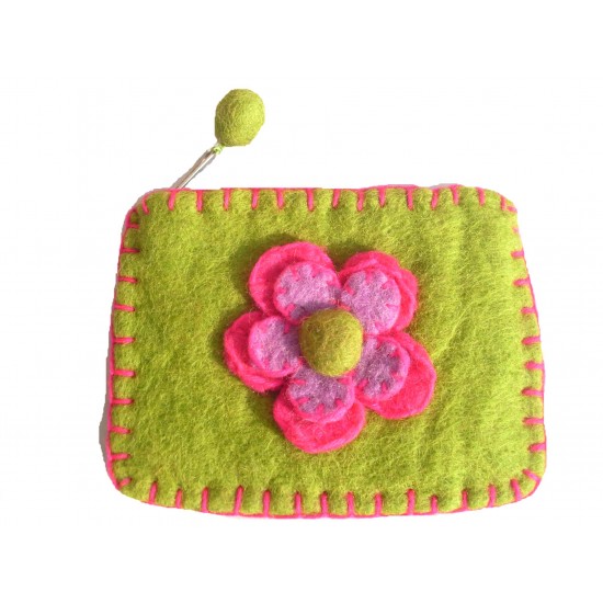 Felt line purse with Flower